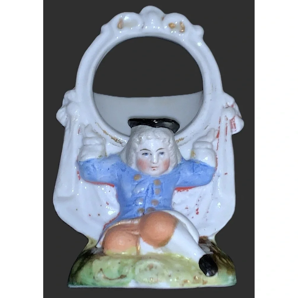 Antique Late 19th Century German Porcelain Figural Spill Vase Cigar Fairing Vtg